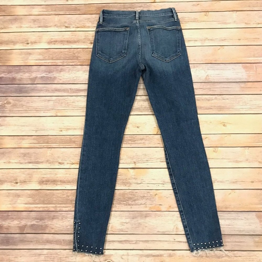 Frame Le High Skinny Jeans in Hazelwood Studs Split Raw Hem - Picture 3 of 10
